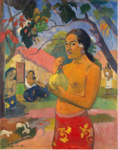 "Femme tenant un fruit", Huile sur toile, 1893, Gaugin.