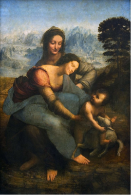 "La Vierge à l’Enfant avec sainte Anne", Huile sur bois , 1503-1519, Léonard de Vinci