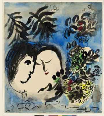 "The lovers Aquarelle", 1955, Chagall